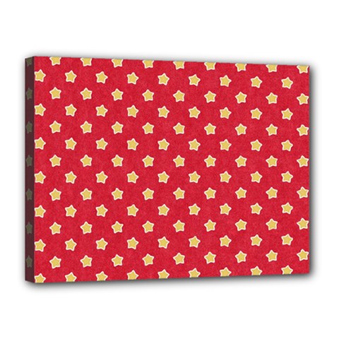 Felt Background Paper Red Yellow Star Canvas 16  X 12  (stretched) by artworkshop