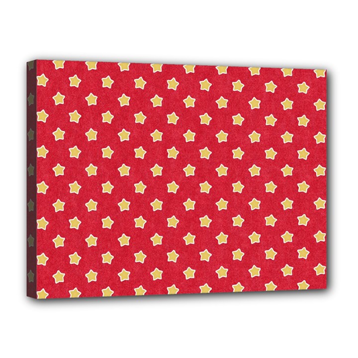 Felt Background Paper Red Yellow Star Canvas 16  x 12  (Stretched)