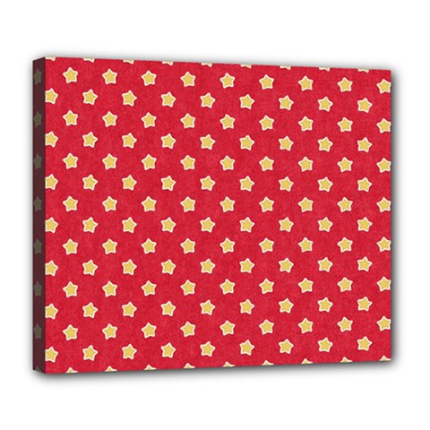 Felt Background Paper Red Yellow Star Deluxe Canvas 24  X 20  (stretched) by artworkshop