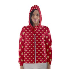 Felt Background Paper Red Yellow Star Women s Hooded Windbreaker by artworkshop