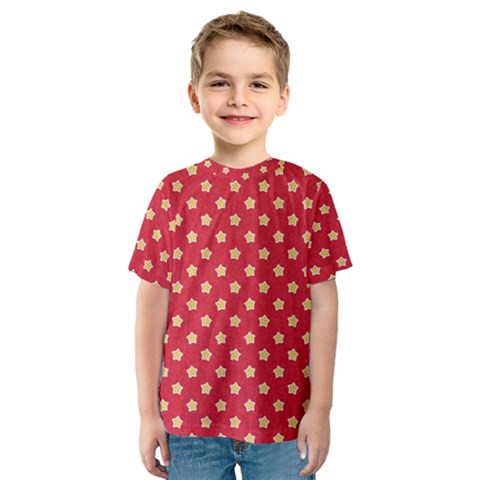 Felt Background Paper Red Yellow Star Kids  Sport Mesh Tee by artworkshop