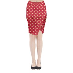 Felt Background Paper Red Yellow Star Midi Wrap Pencil Skirt by artworkshop