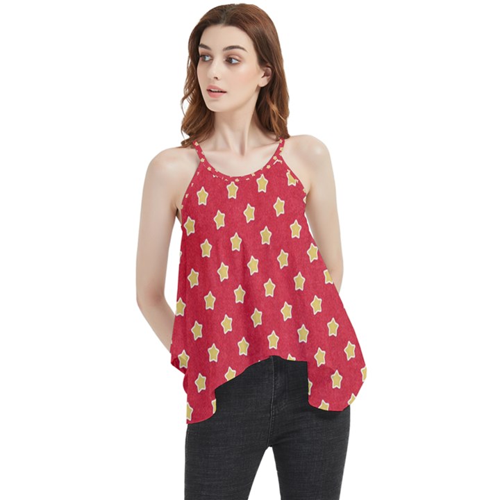 Felt Background Paper Red Yellow Star Flowy Camisole Tank Top