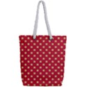 Felt Background Paper Red Yellow Star Full Print Rope Handle Tote (Small) View2