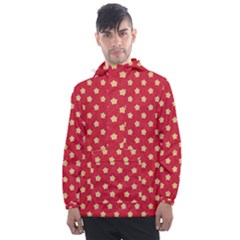 Felt Background Paper Red Yellow Star Men s Front Pocket Pullover Windbreaker by artworkshop