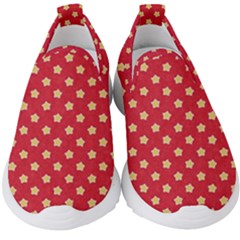 Felt Background Paper Red Yellow Star Kids  Slip On Sneakers by artworkshop