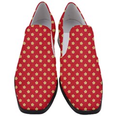 Felt Background Paper Red Yellow Star Women Slip On Heel Loafers by artworkshop