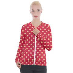 Felt Background Paper Red Yellow Star Casual Zip Up Jacket by artworkshop