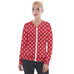 Felt Background Paper Red Yellow Star Velvet Zip Up Jacket by artworkshop