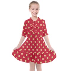 Felt Background Paper Red Yellow Star Kids  All Frills Chiffon Dress by artworkshop