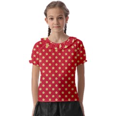 Felt Background Paper Red Yellow Star Kids  Frill Chiffon Blouse by artworkshop