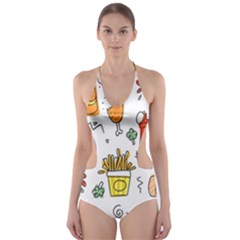 Cute Sketch  Fun Funny Collection Cut-out One Piece Swimsuit by artworkshop