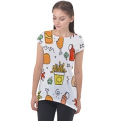 Cute Sketch  Fun Funny Collection Cap Sleeve High Low Top by artworkshop