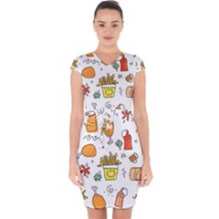 Cute Sketch  Fun Funny Collection Capsleeve Drawstring Dress  by artworkshop