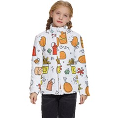 Cute Sketch  Fun Funny Collection Kids  Puffer Bubble Jacket Coat by artworkshop