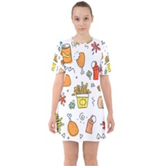 Cute Sketch  Fun Funny Collection Sixties Short Sleeve Mini Dress by artworkshop