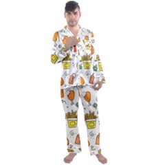 Cute Sketch  Fun Funny Collection Men s Long Sleeve Satin Pajamas Set by artworkshop