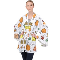 Cute Sketch  Fun Funny Collection Long Sleeve Velvet Kimono  by artworkshop