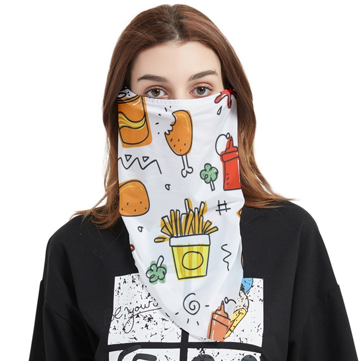 Cute Sketch  Fun Funny Collection Face Covering Bandana (Triangle)