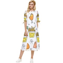 Cute Sketch  Fun Funny Collection Bow Sleeve Chiffon Midi Dress by artworkshop