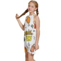 Cute Sketch  Fun Funny Collection Kids  Halter Collar Waist Tie Chiffon Dress View2