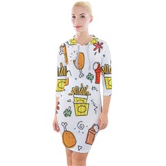 Cute Sketch  Fun Funny Collection Quarter Sleeve Hood Bodycon Dress by artworkshop