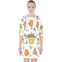 Cute Sketch  Fun Funny Collection Quarter Sleeve Pocket Dress by artworkshop