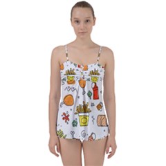 Cute Sketch  Fun Funny Collection Babydoll Tankini Set by artworkshop