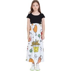 Cute Sketch  Fun Funny Collection Kids  Flared Maxi Skirt by artworkshop