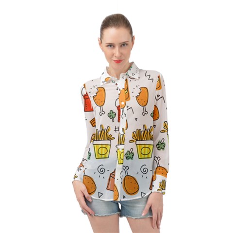 Cute Sketch  Fun Funny Collection Long Sleeve Chiffon Shirt by artworkshop