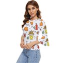 Cute Sketch  Fun Funny Collection Bell Sleeve Top View2