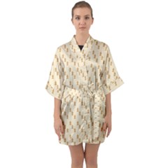 Christmas Wrapping Half Sleeve Satin Kimono  by artworkshop