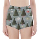 Christmas Trees Pattern High-Waisted Bikini Bottoms View1