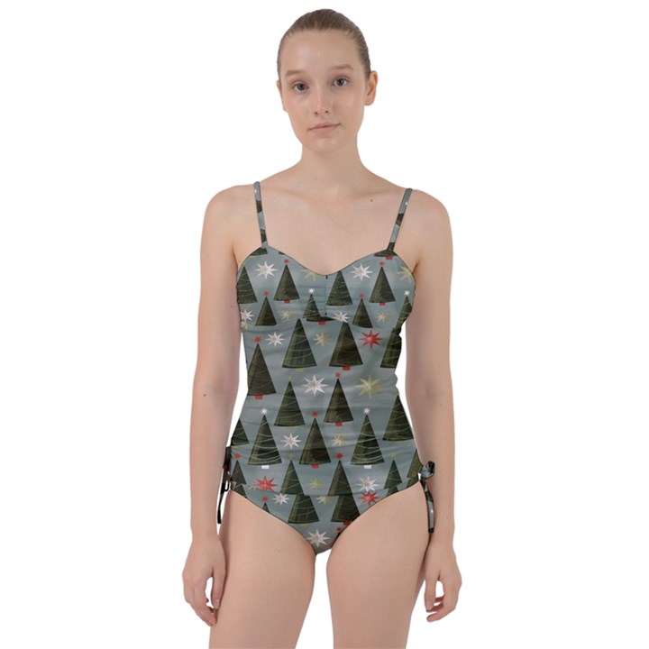 Christmas Trees Pattern Sweetheart Tankini Set