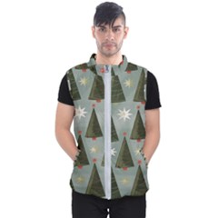 Christmas Trees Pattern Men s Puffer Vest by artworkshop