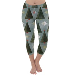 Christmas Trees Pattern Capri Winter Leggings  by artworkshop