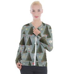 Christmas Trees Pattern Casual Zip Up Jacket