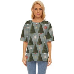 Christmas Trees Pattern Oversized Basic Tee by artworkshop