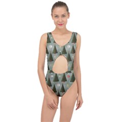 Christmas Trees Pattern Center Cut Out Swimsuit by artworkshop