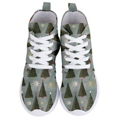 Christmas Trees Pattern Women s Lightweight High Top Sneakers by artworkshop