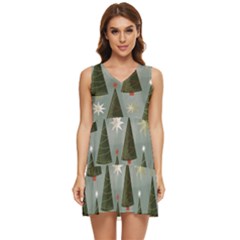 Christmas Trees Pattern Tiered Sleeveless Mini Dress by artworkshop