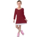 Christmas Red Graphic Kids  Long Sleeve Velvet Dress View1