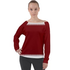 Christmas Red Graphic Off Shoulder Long Sleeve Velour Top by artworkshop