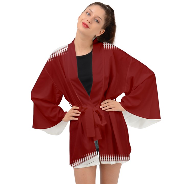 Christmas Red Graphic Long Sleeve Kimono