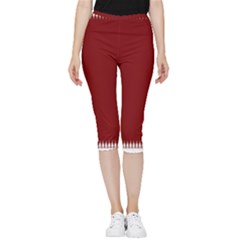 Christmas Red Graphic Inside Out Lightweight Velour Capri Leggings  by artworkshop