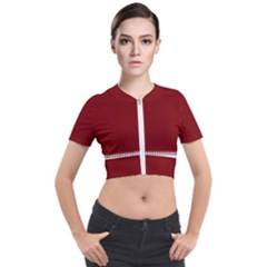 Christmas Red Graphic Short Sleeve Cropped Jacket