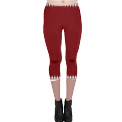 Christmas Red Graphic Capri Leggings  by artworkshop