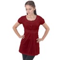 Christmas Red Graphic Puff Sleeve Tunic Top View1