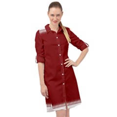 Christmas Red Graphic Long Sleeve Mini Shirt Dress