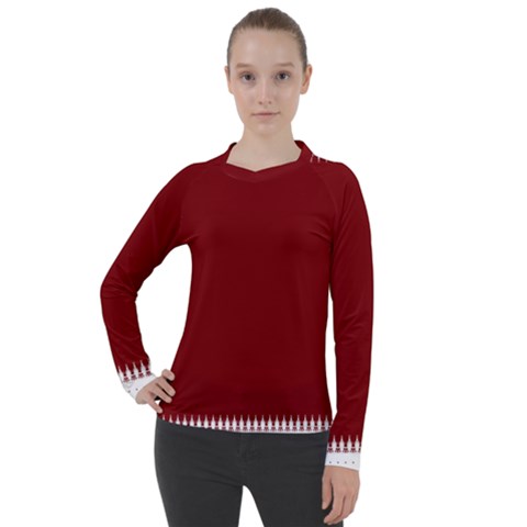 Christmas Red Graphic Women s Pique Long Sleeve Tee by artworkshop